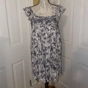 Blu Pepper Navy and White Floral Mini Boho Dress